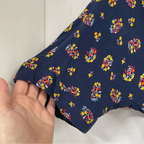 Boden Navy Blue Floral Wide Jumpsuit Belted Womens 12 Fall Casual Boho Modest - Picture 6 of 11